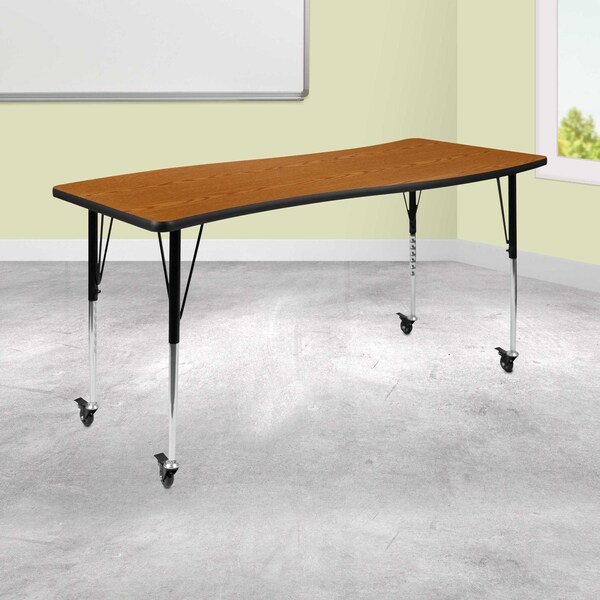 Flash Furniture Rectangle 26 W, 60 L, 30 H, Chrome, Laminate, Particleboard, Steel, Wood Grain XU-A3060-CON-OAK-T-A-CAS-GG - main